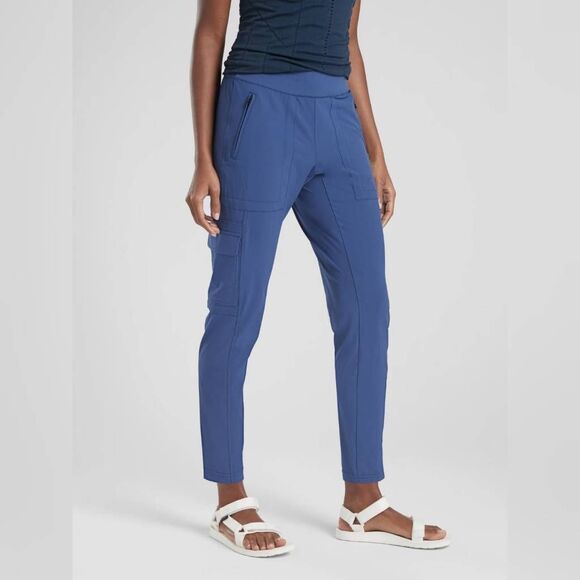 Athleta Cargo Pants Women's Size 4 Blue Zipper Pockets Stretch Casual Outdoor - Picture 1 of 9